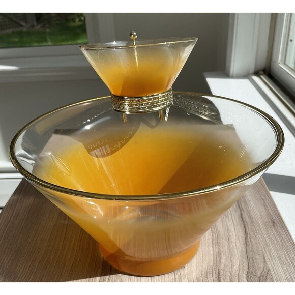 Vintage Orange Blendo Frosted Chip & Dip Bowl Set - Picture 1 of 16